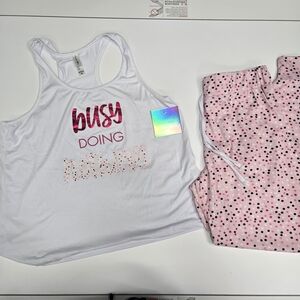 French Affair Tank Top and Pink Polka Dot PJ Set